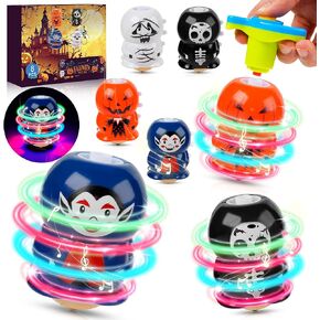 Halloween Toys Gifts for Kids, 8 Pack Light Up Spinning Tops with Flash & Music, Halloween Party Favors, Goodie Bag Fillers, Toys for Trick Or Treat