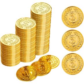 120 Pieces Plastic Gold Coins, Pirate Coins Bulks for Halloween,St.Patrick's Day Treasure Hunts, Chests, Cauldrons Decorations & Party Favors