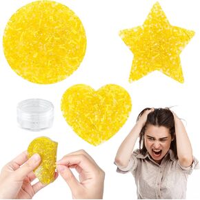 Gold Skin Picking Fidget Toys - 4Pcs Star Circle Heart Silicone Skin Picking Pads with Plastic Transparent Box, Anxiety Stress Reliever Fidget Toys for Adults Teens