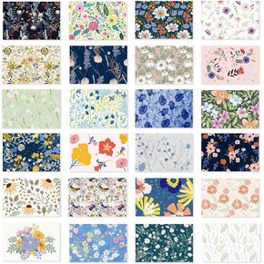 24 Pack Boxed Floral Blank Greeting Cards with Self-adhesive Envelopes For All Occasion, 24 Unique Watercolor Designs No Repeats