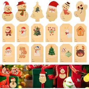 136 Pcs Christmas Tags Stickers, 20 Pattern Design Christmas Presents Labels Stickers, Self Adhesive Natural Kraft Paper Christmas Name Tags for Xmas Gifts Wrap Presents Boxes Decoration (2×3inch) in Saudi Arabia