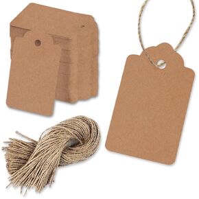 PH PERKHOMY 2" x 4" Large Gift Tags, 120 Pcs White Paper Tags with Natural Jute Twine String for Gifts Crafts Wedding Christmas, White