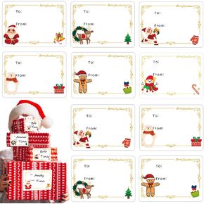 150 Pcs Christmas Gift Tags Christmas Labels Stickers, Self Adhesive Christmas Gift Tags Christmas Name Gift Labels Xmas Gift Tag Stickers for Present Party Bags Cards Envelope