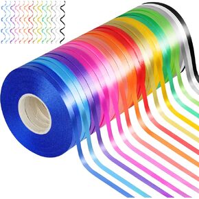 vivinin 27 Roll Curling Ribbon, 3/16 Inch x 32.8 Yard Balloon String, 15 Colors Ribbons for Crafts, Balloon String Ribbon for Party, Festival, Florist Flower