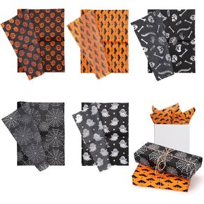 30 Sheets Halloween Packaging Tissue Papers, 5 Styles Tissue Paper Wrapping Tissue Paper Gift Wrapping Paper for Halloween Party Gift Decorations