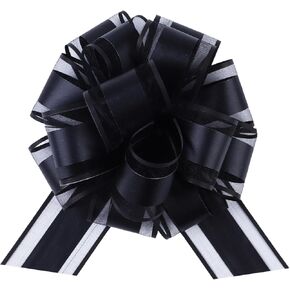 6 Pieces Large Pull Bows,6 inches Simple Style Gift Bow for Christmas Party Birthday Gift Wedding Ribbon Bows for Wrapping Boxes or Flower Decorations, Valentine's Day Gift Decorations (Black)