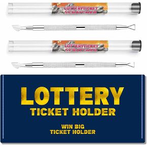 Lottery Ticket Scratcher Tool, Scratch Off Stickers Lotto Scratcher Tool, Lottery Scratcher Tool, Back Scratcher Metal Scraper Tool, 2 Lottery Ticket Scratcher Tools + 1 Lottery Ticket Holder