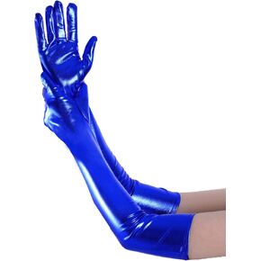 Lystaii Long Shiny Metallic Spandex Glove Elbow Length Opera Gloves 20s Party Cosplay