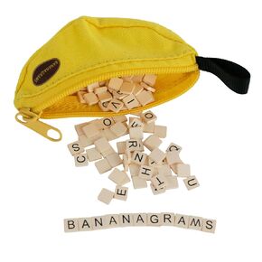 Worlds Smallest Bananagrams - Family Word Game - Includes: 1 Banana Pouch, 144 Tiles. Recommended for Ages 8 and up