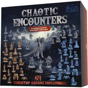 Chaotic Encounters - 64 Tabletop Gaming Miniatures for RPG/DND Miniatures/Bulk Dungeons & Dragons Miniatures/D&D Miniatures Monsters/DND Minis/DND Figures Starter Pack/Pathfinder
