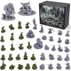 Path Gaming Fantasy Goblins Set – 46 Unpainted 28mm Figures for DND Miniatures for Dungeons & Dragons, RPG Miniatures, Bulk Tabletop DND Monster Figures for D&D Games