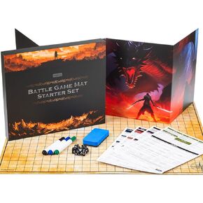 TIDYBOSS Dungeons and Dragons 23"x27" Foldable Battle Game Mat D&D Starter Set Kit with Dungeon Master Screen | Wet & Dry Erase DND Terrain Sets | DND DM Supplies & DND Accessories
