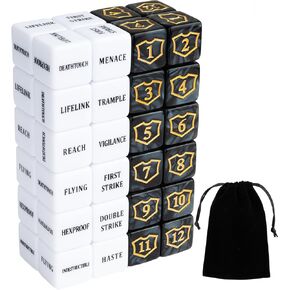 48 Pieces Shield MTG Dice Counters Ability Keywords Counter Dice Life Tokens D6 Creature Dice Set for Magic The Gathering, MTG, TCG, Card Games Accessories