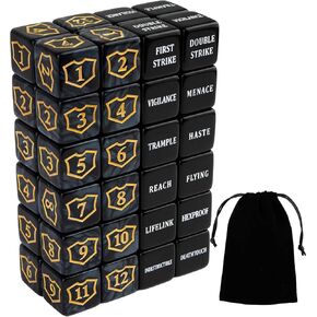 48 Pcs Abilities Keywords Counter Dice Black Shield MTG Dice Counters Bulk Buff Tokens D6 Dice Set for Magic The Gathering, MTG, TCG, Card Games Accessories