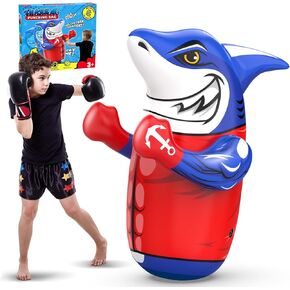 Shark Inflatable Punching Bag for Kids, 47" Kids Punching Bag Toys, Uniquely-Designed Durable Indoor & Outdoor Toys for Kids Birthday for 3 4 5 6 7 8 Years Old Boys Girls