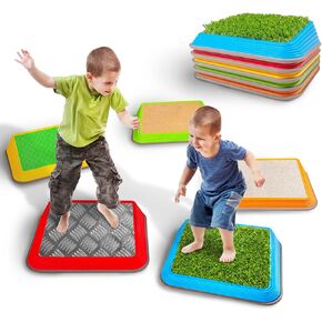 Stepping Stones for Kids, 5 Different Materials for Toddler Non-Slip Stepping Stones, Sensory Toys for Indoor and Outdoor Use, Sensory Stepping Stones for 1-3