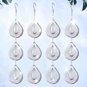 Droplet Bird Scare Discs Set, Metal Bird Reflectors Shiny Wind Spinners for Outdoor Garden Decor, Reflective Bird Devices Deterrents to Keep Scare Birds Away from Outside Patio Porch Yard Fruit Trees