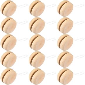 DECHOUS Wooden Yo-Yo: 15Pcs Blank Wooden Yoyo Unfinished Control Responsive Ball Small Wood Yo-Yos Kids Beginners Yoyos Wooden DIY Craft for Birthday Christmas Party Favors
