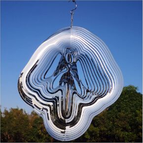 DJUAN Wind Spinner Outdoor Metal Decorations,Silver Heart Wind Spinners for Yard and Garden,Stainless Steel Wind Chimes for Outside Decor,Birthday Gifts for Mom,Mother's Day,Aunt Gifts