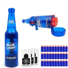 Drink Bottle Toy Gun with Foam Dart Bullets, Toy Foam Blaster Guns for Boy & Girl, Soda Blaster Guns Shooting Model, Christmas Halloween Birthday Gifts for Adults Teen - Blue