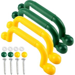 4 Pack Kids Playground Safety Handles Plastic Swingset Handle Grab Handles Swing Set Accessories for Child Treehouse Playset Climbing Frame, 2 Colors (Color Set 1)