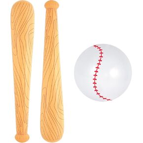 3 Pcs Inflatable Baseball Set, 11 Inch Beach Ball Baseball and 30 Inch Inflatable Baseball Bat, Baseball Party Decoration for Kid Pool Beach Party Favors