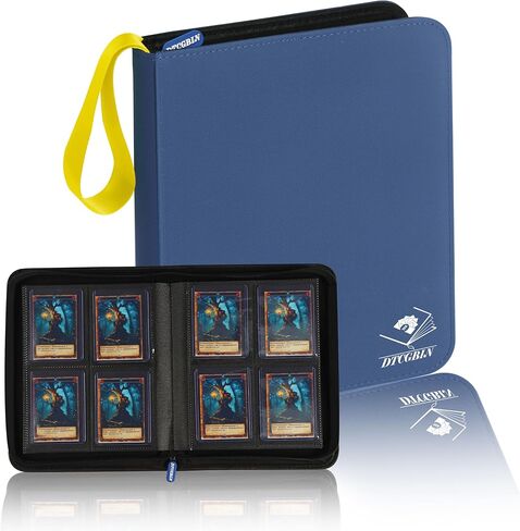 مجلد بطاقات التداول Toploader Binder، ذو 4 جيوب، متوافق مع Pokemon TCG MTG، يحمل 128 بطاقة صلبة مقاس 3 × 4 بوصة - أصفر وأحمر in Kuwait