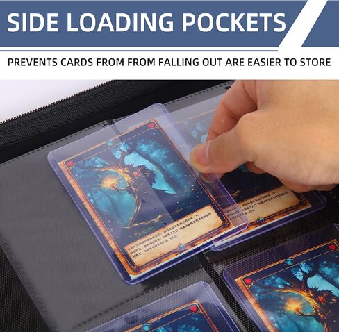 مجلد بطاقات التداول Toploader Binder، ذو 4 جيوب، متوافق مع Pokemon TCG MTG، يحمل 128 بطاقة صلبة مقاس 3 × 4 بوصة - أصفر وأحمر in Kuwait