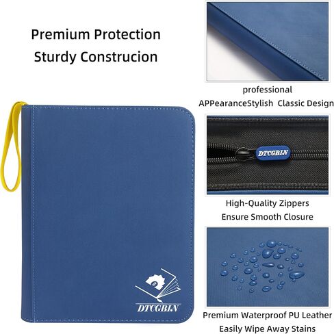 مجلد بطاقات التداول Toploader Binder، ذو 4 جيوب، متوافق مع Pokemon TCG MTG، يحمل 128 بطاقة صلبة مقاس 3 × 4 بوصة - أصفر وأحمر in Kuwait