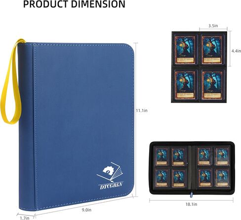 مجلد بطاقات التداول Toploader Binder، ذو 4 جيوب، متوافق مع Pokemon TCG MTG، يحمل 128 بطاقة صلبة مقاس 3 × 4 بوصة - أصفر وأحمر in Kuwait