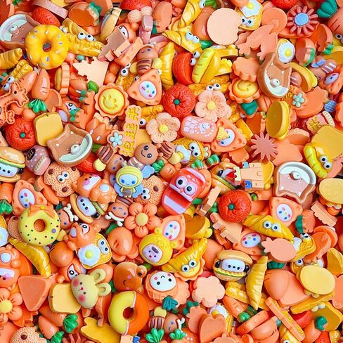Kawaii Nail Charms, 10 Pcs Slime Charms Bulk, Candy Charms for Acrylic Nails, Cute Flatback Resin Charms for DIY Crafts Making, Ornament Scrapbooking(Orange2) in Saudi Arabia
