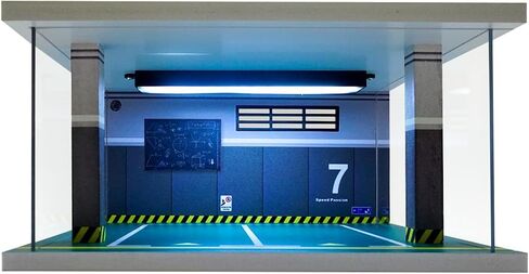 Display case for 1/32 or 1/36 die-cast Cars, die-cast Toy car Display case with LED Lights (Dual Parking lot - Green) in Saudi Arabia