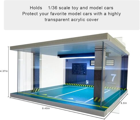 Display case for 1/32 or 1/36 die-cast Cars, die-cast Toy car Display case with LED Lights (Dual Parking lot - Green) in Saudi Arabia