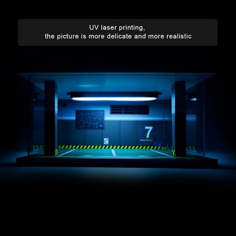 Display case for 1/32 or 1/36 die-cast Cars, die-cast Toy car Display case with LED Lights (Dual Parking lot - Green) in Saudi Arabia