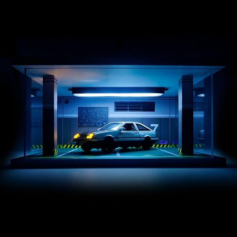Display case for 1/32 or 1/36 die-cast Cars, die-cast Toy car Display case with LED Lights (Dual Parking lot - Green) in Saudi Arabia