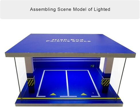 Display case for 1/32 or 1/36 die-cast Cars, die-cast Toy car Display case with LED Lights (Dual Parking lot - Green) in Saudi Arabia
