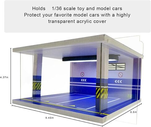 Display case for 1/32 or 1/36 die-cast Cars, die-cast Toy car Display case with LED Lights (Dual Parking lot - Green) in Saudi Arabia