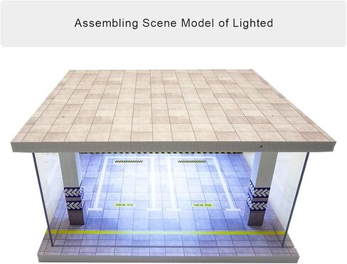 Display case for 1/32 or 1/36 die-cast Cars, die-cast Toy car Display case with LED Lights (Dual Parking lot - Green) in Saudi Arabia