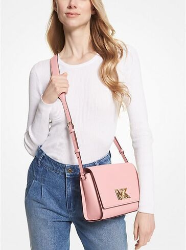 MICHAEL KORS Mimi Medium Leather Messenger Crossbody (Jasmine Yellow) in Saudi Arabia