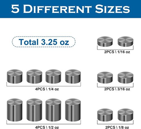 3.75 Ounce 3/8 Inch Tungsten Weights for Pinewood Derby Car, 5 Sizes of Incremental Cylinders Car Weights to Optimize Speed in Saudi Arabia