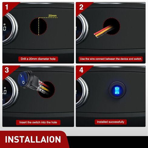 Nilight 5 قطع مقاومة للماء مستديرة الروك تبديل أحمر LED التبديل 12 فولت 20 أمبير 3 دبوس تشغيل SPST لسيارة شاحنة قارب البحرية السيارات RV مع أسلاك طرفية مغلقة in Kuwait