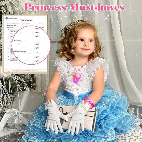 Princess Dress Up for Girls 4-6, Light Up Unicorn Toys for Girls Glow Bracelets Necklaces, Kids Rings Clip on Earrings for Toddler Pretend Play, Halloween Party Favors Christmas Birthday Gifts Ideas in Saudi Arabia