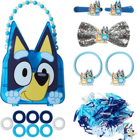 LUV HER Bluey Hair Accessory Case for Girls with Hair Clips, Elastics, Bow, and Terries, Ages 3+ in Saudi Arabia