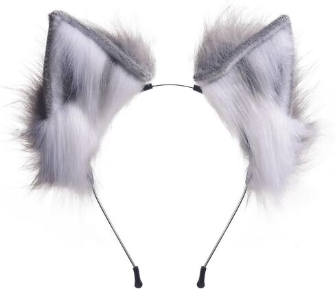 Handmade Wolf Cat Fox Ears, Faux Fur Halloween Animal Cosplay Ear Costume Party Fancy Dress Headwear for Kids, Girls in Saudi Arabia