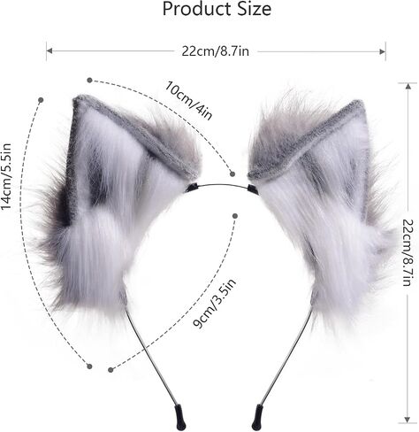 Handmade Wolf Cat Fox Ears, Faux Fur Halloween Animal Cosplay Ear Costume Party Fancy Dress Headwear for Kids, Girls in Saudi Arabia