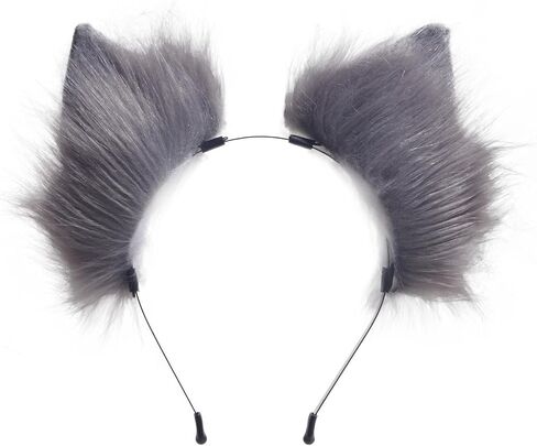 Handmade Wolf Cat Fox Ears, Faux Fur Halloween Animal Cosplay Ear Costume Party Fancy Dress Headwear for Kids, Girls in Saudi Arabia