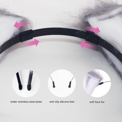 Handmade Wolf Cat Fox Ears, Faux Fur Halloween Animal Cosplay Ear Costume Party Fancy Dress Headwear for Kids, Girls in Saudi Arabia
