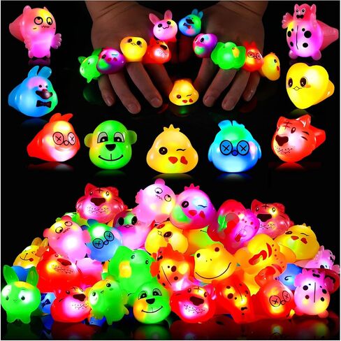 24 Pack Light up Rings Glow in The Dark Party Supplies, Christmas Goodie Bag Stuffers Gifts, Treasure Box Toys for Classroom Prizes, Party Favors For Kids 4-8 8-12 Cute Animal Rings in Saudi Arabia