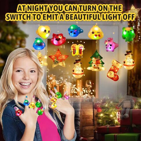 24 Pack Light up Rings Glow in The Dark Party Supplies, Christmas Goodie Bag Stuffers Gifts, Treasure Box Toys for Classroom Prizes, Party Favors For Kids 4-8 8-12 Cute Animal Rings in Saudi Arabia