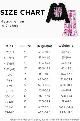 L.O.L. Surprise! Girls 2 Piece Outfits Tie Knot Long Sleeve Tee Top and Heart Pink Bell Bottom Flared Pants Set in Kuwait